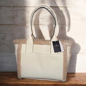 COMING SOON Kate Spade Cream and Faux Shearling Tote